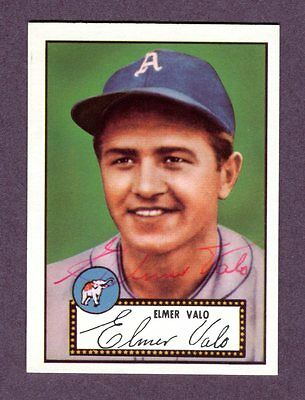 Autographed Signed 1952 Topps Reprint Series #34 Elmer Valo A's w/coa jh33