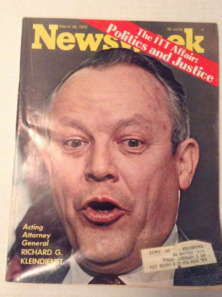 Newsweek Magazine Gen. Richard G. Kleindienst March 20, 1972 101216R2