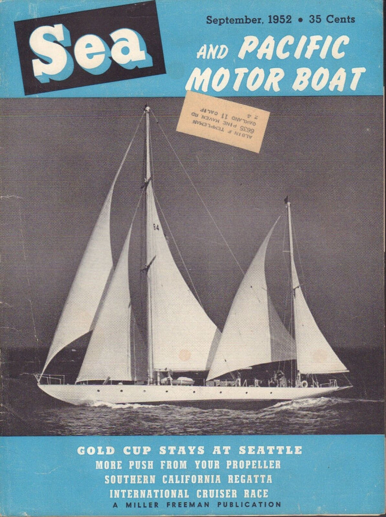 Sea Pacific Yachting September 1952 Gold Cup, Cali Regatta w/ML 062217nonDBE