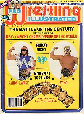 Pro Wrestling Illustrated September 1992 Sting, Randy Savage VG 050416DBE