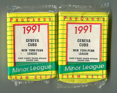 Lot Of (2) 1991 Geneva Cubs NY-Penn League Minor League Team Sets EX jhbx