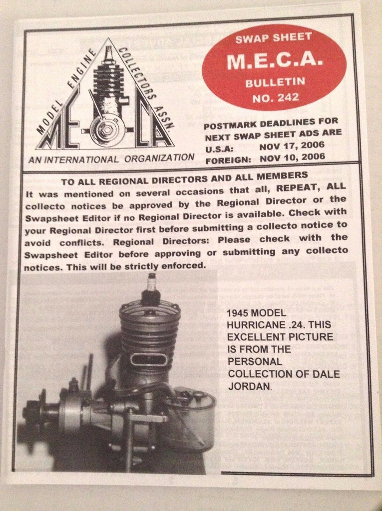 MECA Bulletin Magazine 1945 Model Hurricane No.242 November 17, 2006 041817nonrh