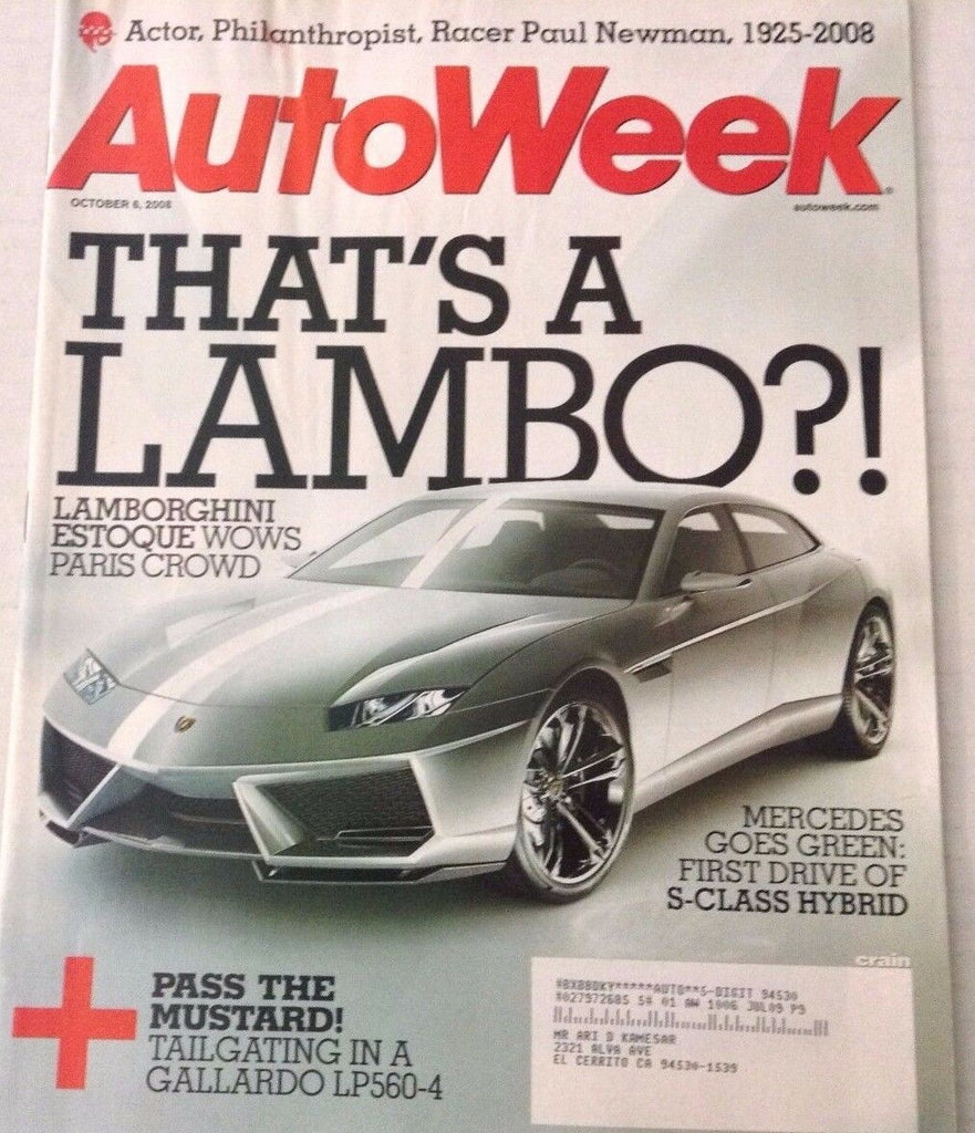 AutoWeek Magazine Lamborghini Estoque Mercedes October 6, 2008 080317nonrh