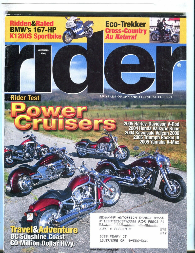 Rider Magazine November 2004 Harley-Davidson EX w/ML 050717nonjhe