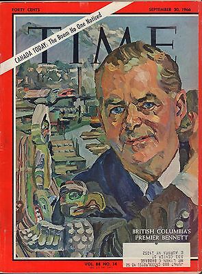Time Magazine September 30 1966 BC Premier Bennett w/ML VG 090516DBE