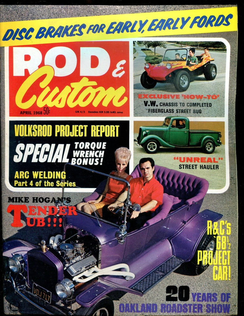 Rod & Custom Magazine April 1968 Mike Hogan Thunder Tub VG No ML 011617jhe