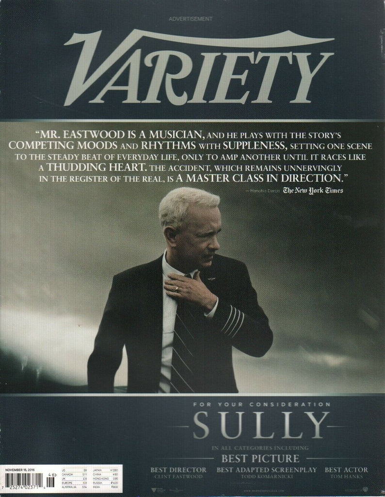 Variety Magazine November 15 2016 Tom Hanks Clint Eastwood Sully 030920AME