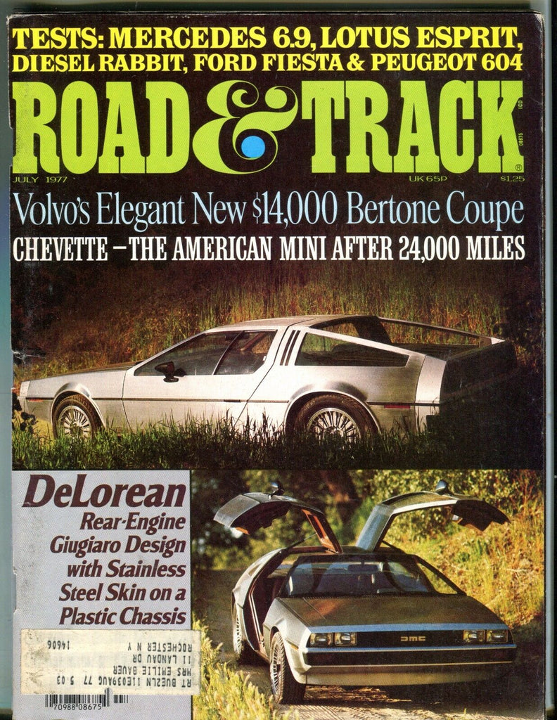 Road & Track Magazine July 1977 DeLorean Giugiaro 071317nonjhe
