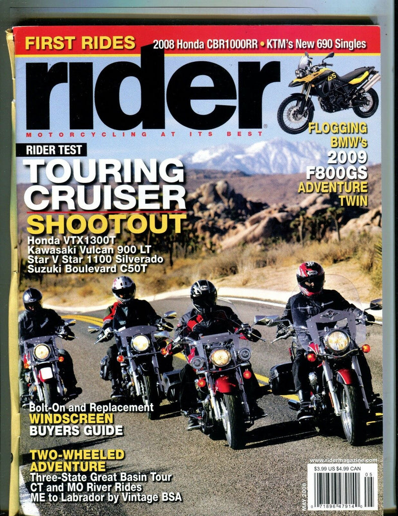 Rider Magazine May 2008 BMW F800GS EX No ML 051017nonjhe