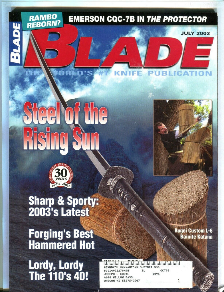Blade Magazine July 2003 Steel Of The Rising Sun EX w/ML 101316jhe