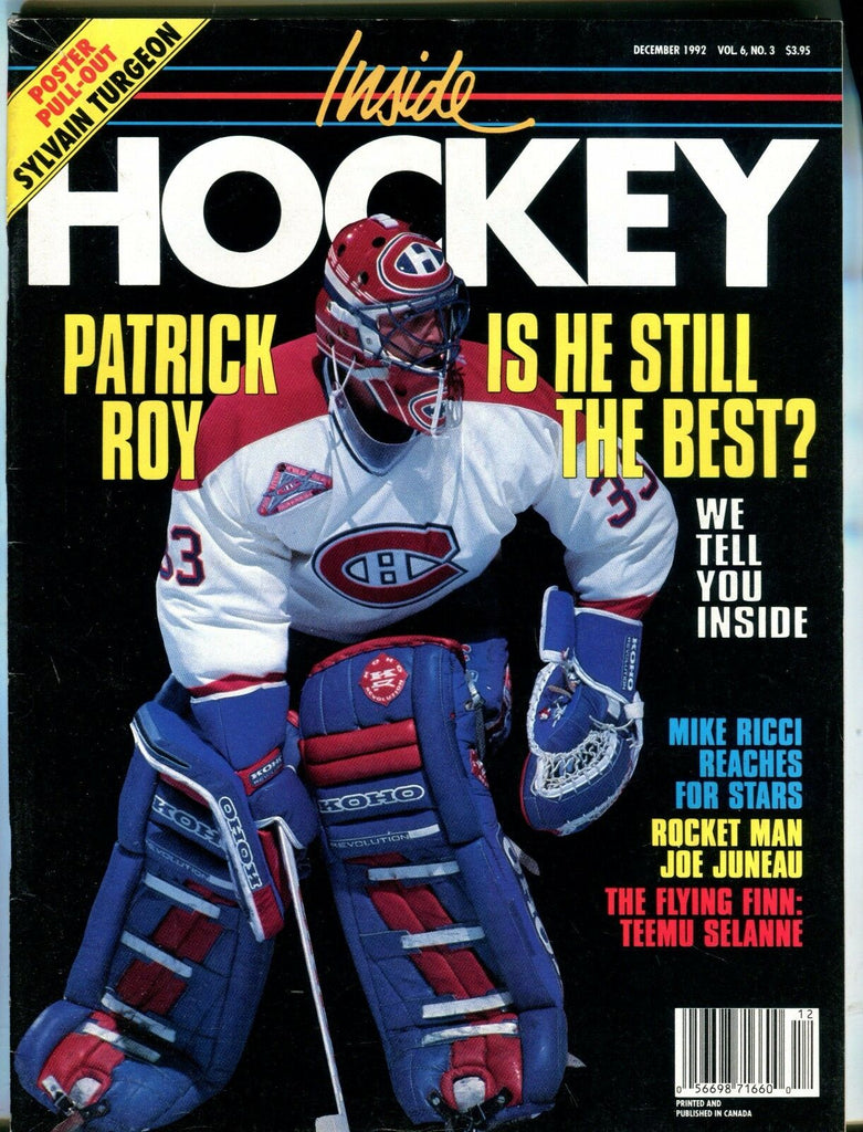 Inside Hockey Magazine December 1992 Patrick Roy Mike Ricci 071017nonjhe