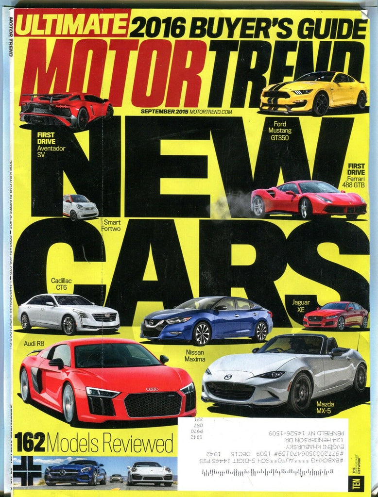 Motor Trend Magazine September 2015 New Cars EX w/ML 102516jhe