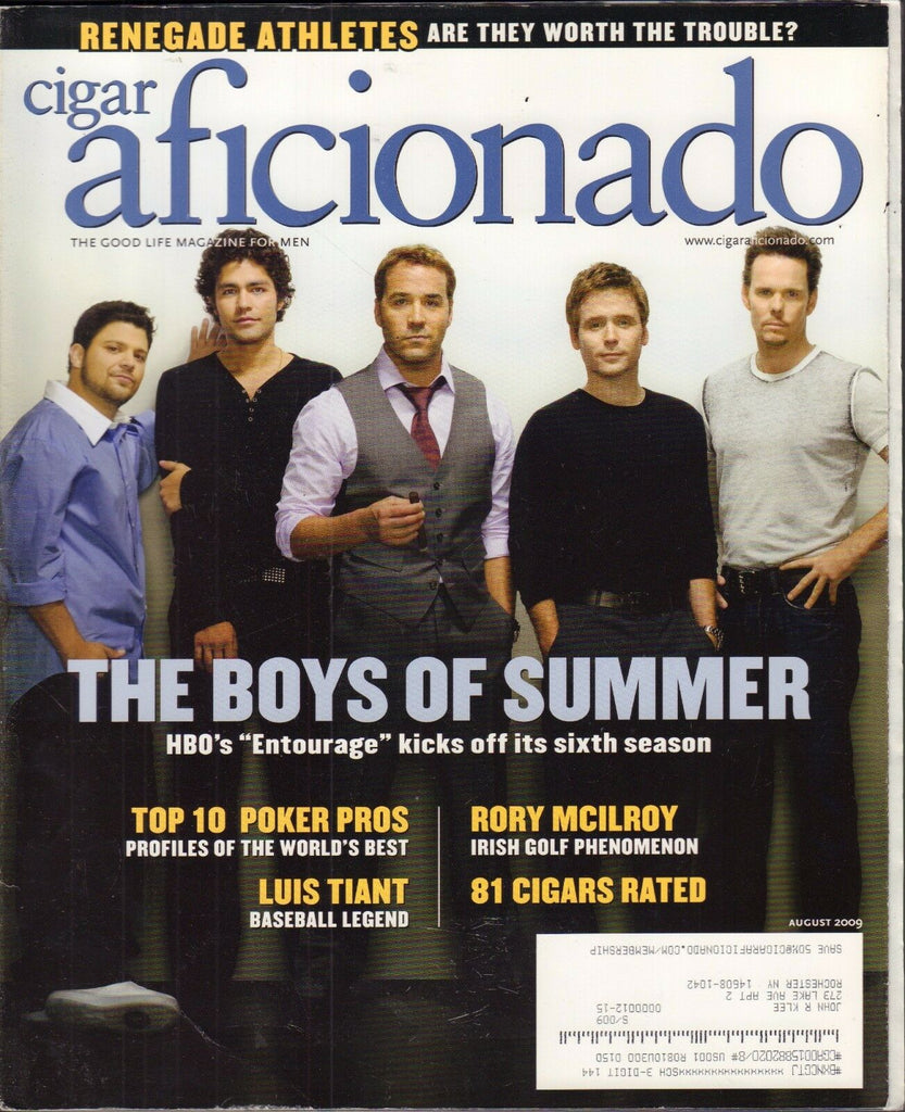 Cigar Aficionado August 2009 Entourage, Rory Mcilroy w/ML Vg 010317DBE
