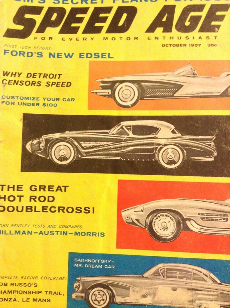 Speed Age Magazine Ford's New Edsel & Doublecross October 1957 052818nonrh
