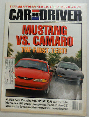 Car And Driver Magazine Mustang Vs Camaro & Porsche 911 December 1993 050815R