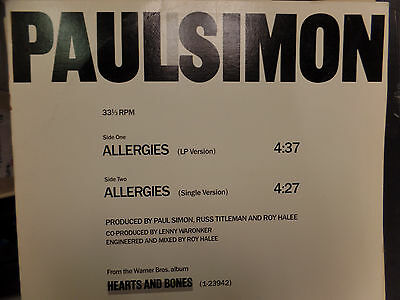 Paul Simon Allergies PROMO 33 RPM VINYL VG+ 011116 TLJ2