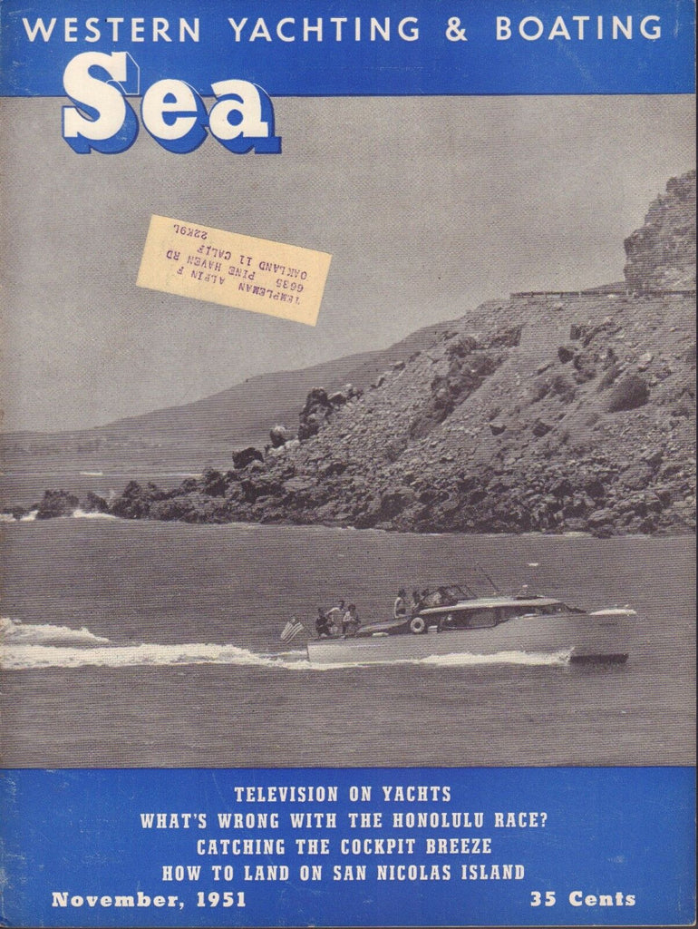 Sea Western Yachting November 1951 San Nicolas Island w/ML 062117nonDBE