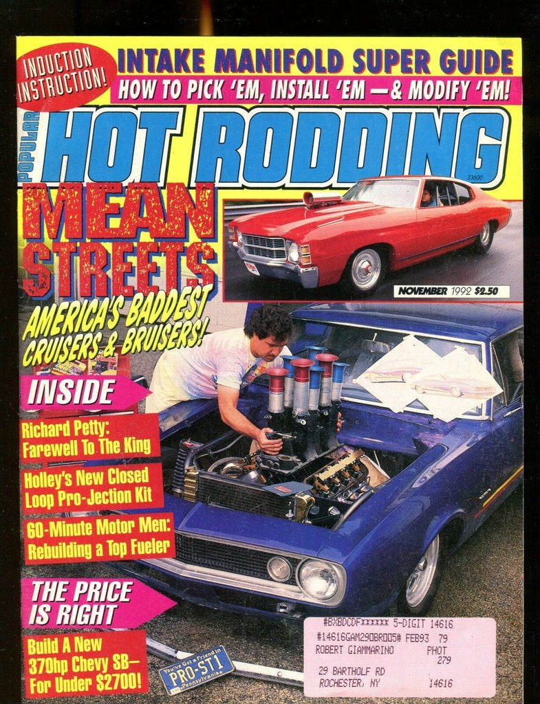 Popular Hot Rodding Magazine November 1992 EX w/ML 012617jhe