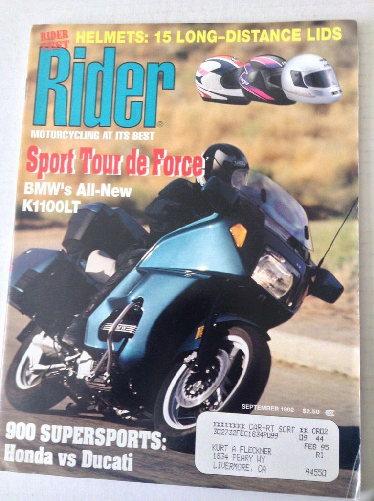 Rider Magazine BMW K1100LT Tour De Force September 1992 051117nonrh