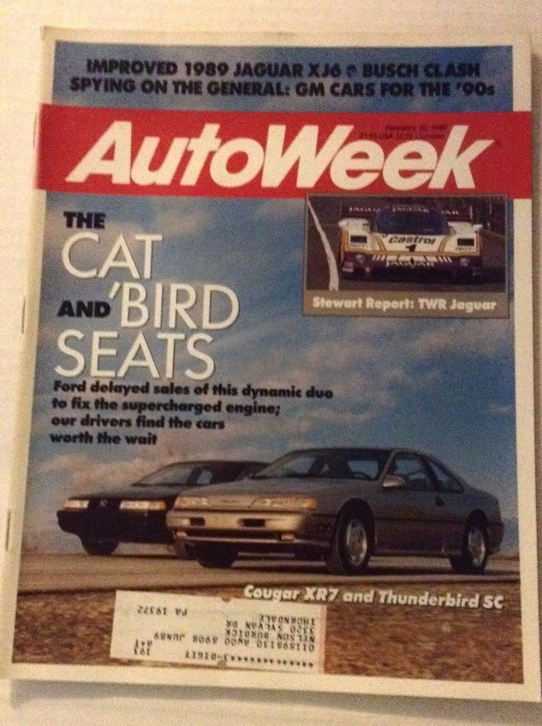 Autoweek Magazine Cougar XR7 And Thunderbird SC February 20, 1989 011717RH