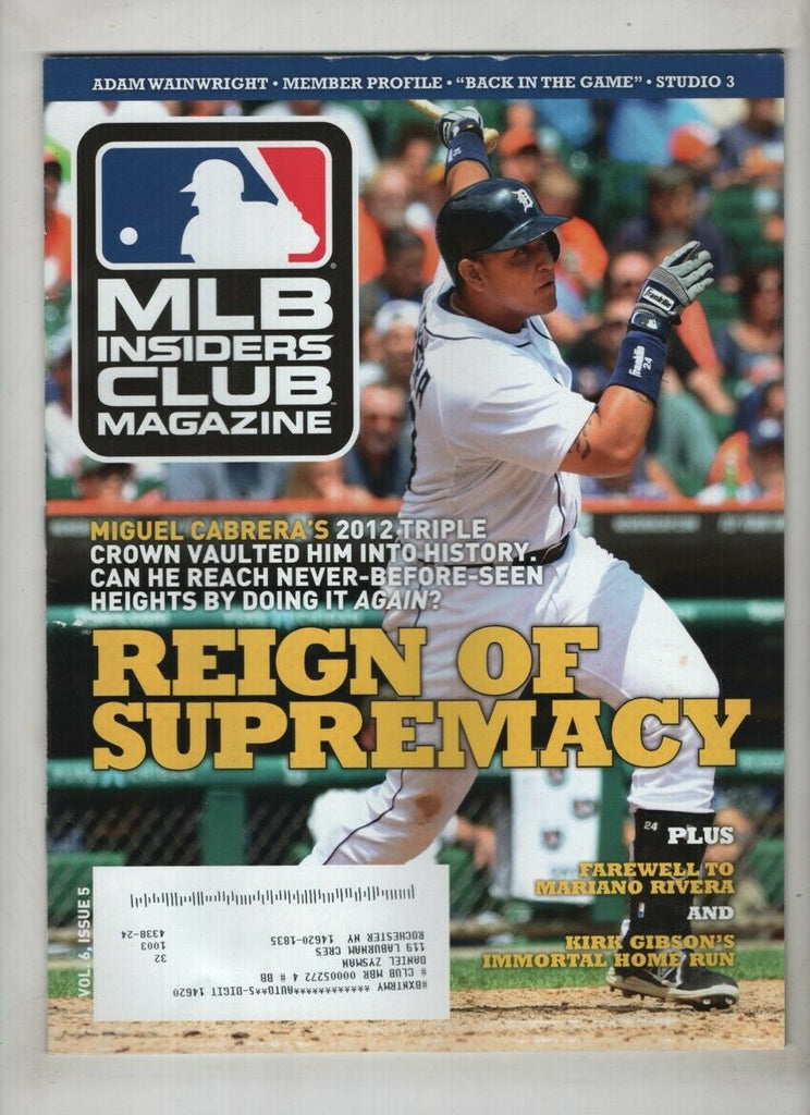 MLB Insider's Club Mag Miguel Cabrera Kirk Gibson Vol.6 No.5 2013 021721nonr