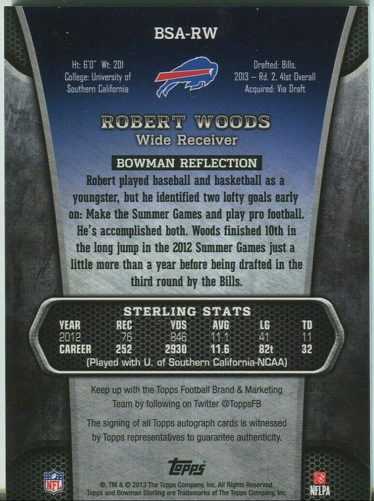 : 2013 Topps Chrome Robert Woods Bills Rookie Card