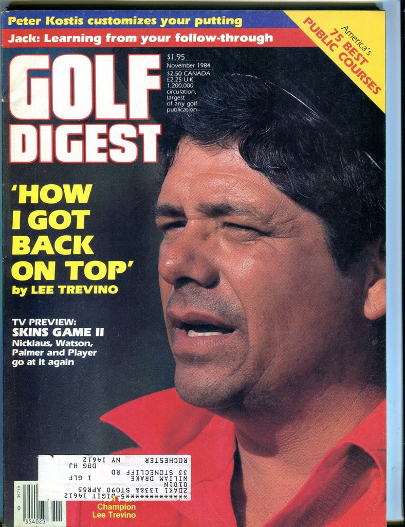 Golf Digest Magazine November 1984 Lee Trevino EX w/ML 051017nonjhe
