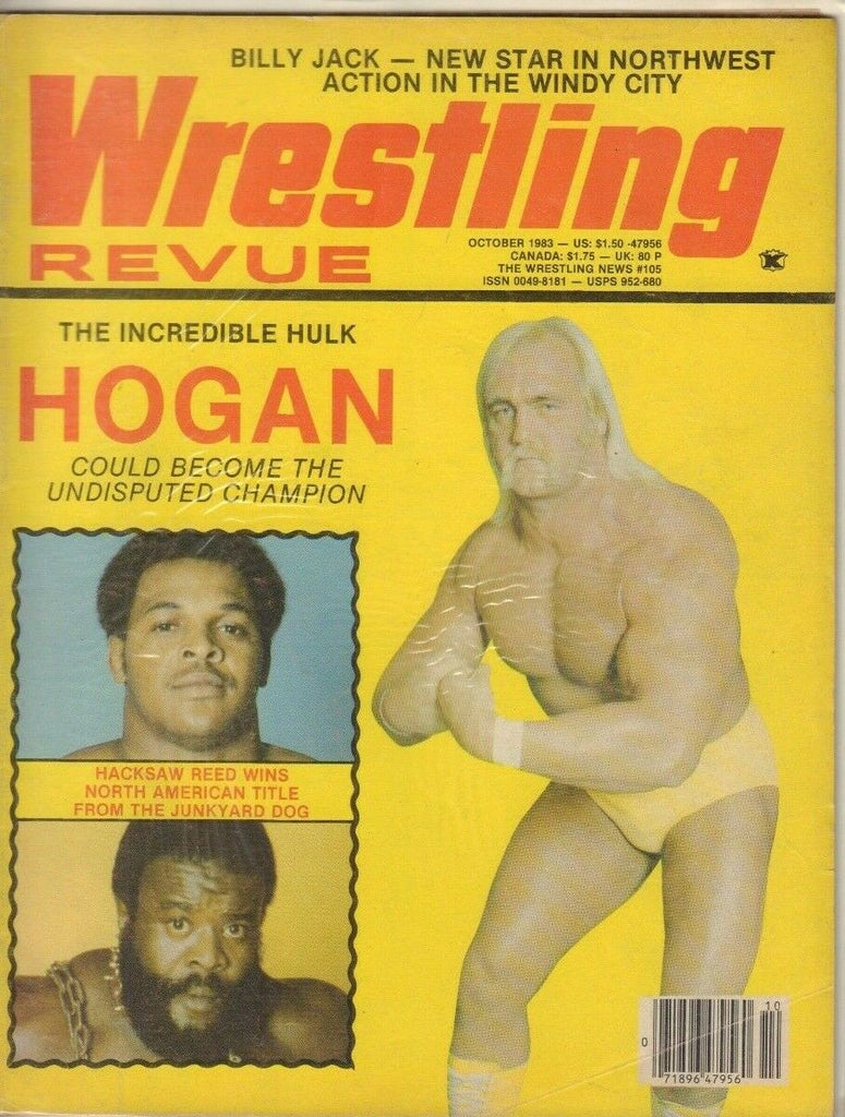 Wrestling Revue October 1983 hulk Hogan Hacksaw Reed Junkyard Dog 022719DBE