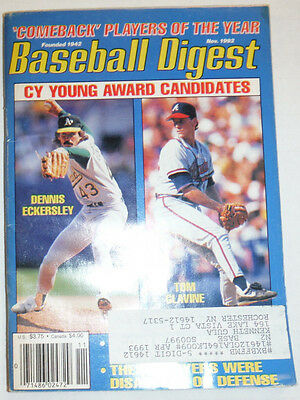 Baseball Digest Magazine Dennis Eckersley & Tom Glavine November 1992 020315R