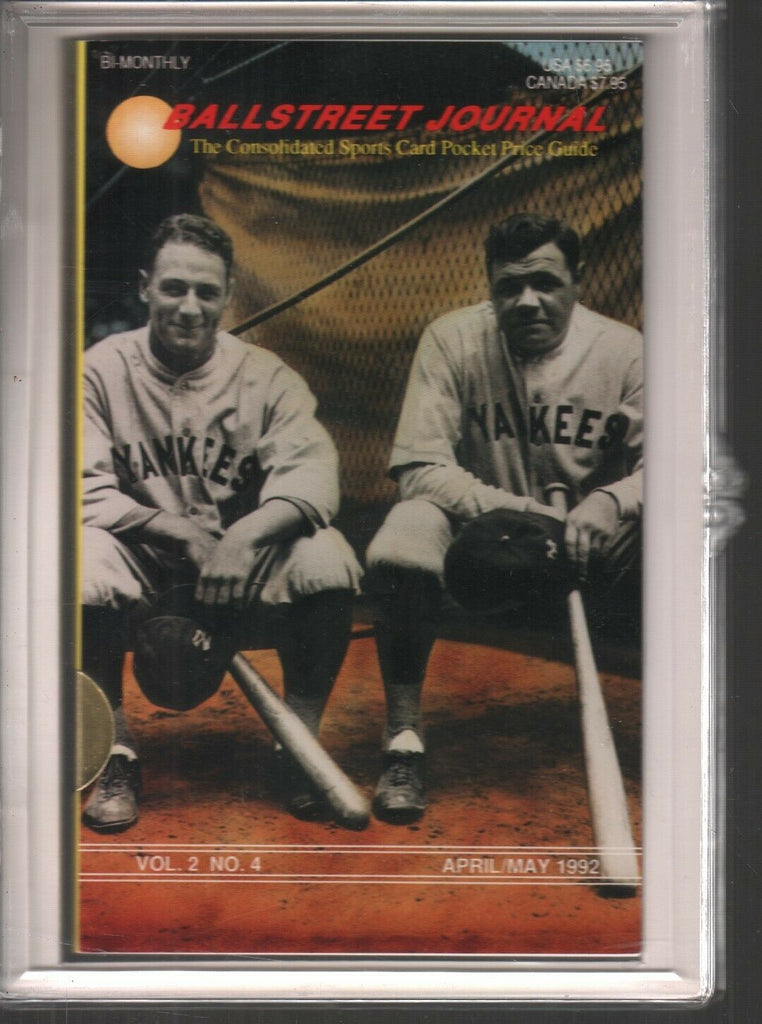 Ballstreet Journal April/May 1992 Babe Ruth Lou Gehrig Yankees NEW 101619AME4