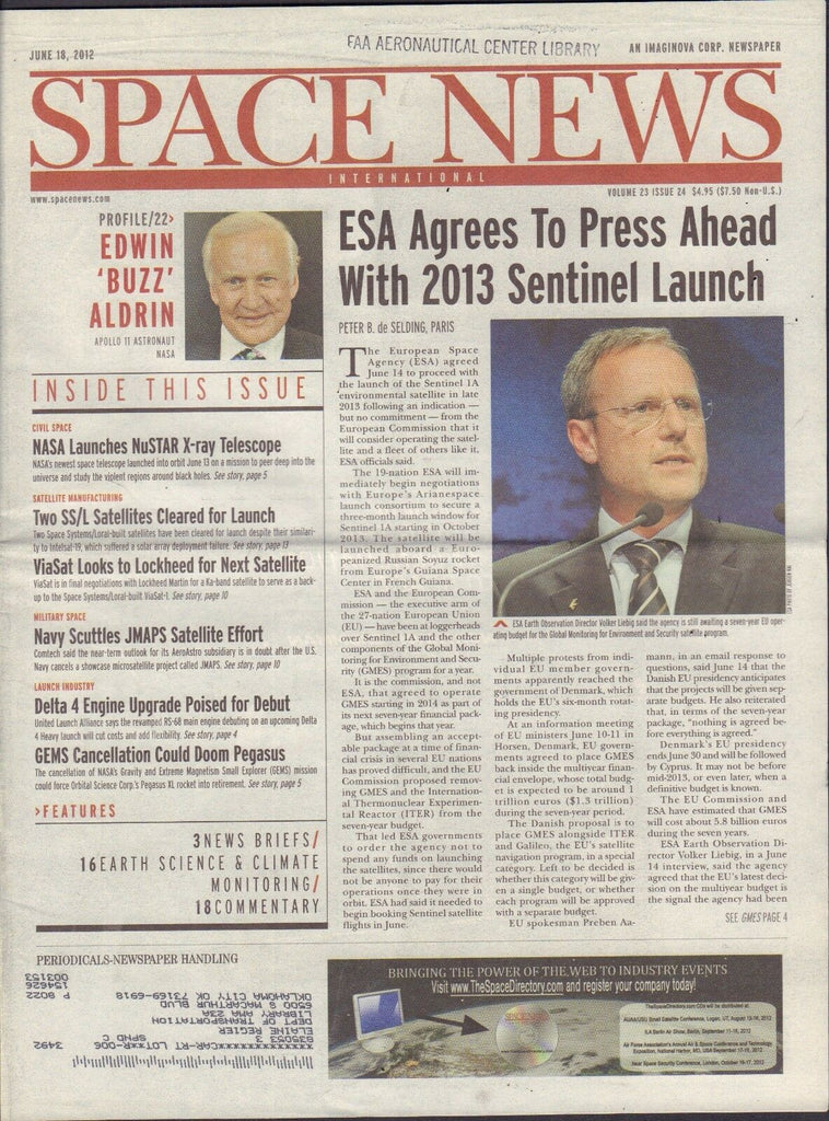 Space News June 18 2012 Edwin Buzz Aldrin , ESA, NASA, ViaSat FAA w/ML 110716DBE
