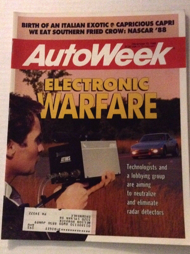 Autoweek Magazine Magazine Electronic Warfare December 12, 1988 011717RH