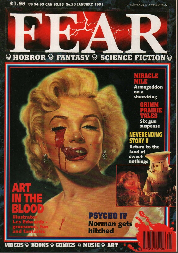 Fear Sci Fi Magazine January 1991 Marilyn Monroe Les Edwards Psycho IV 082420AME