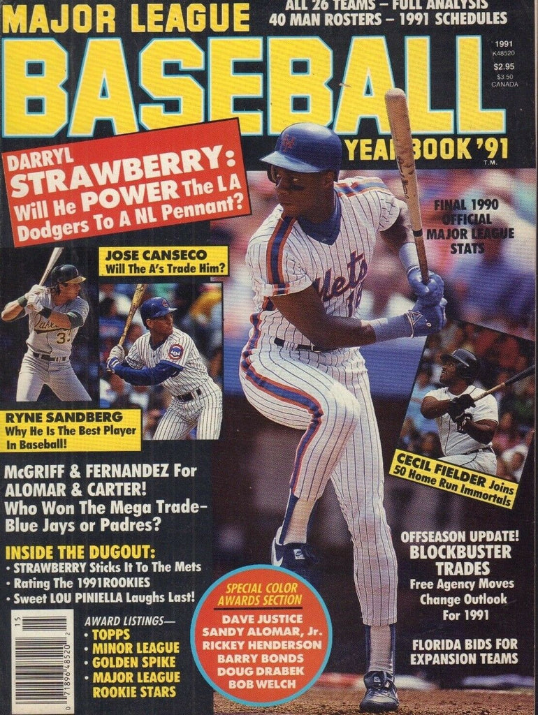 Baseball Yearbook Magazine Jose Canseco Cecil Fielder 1991 022018nonr