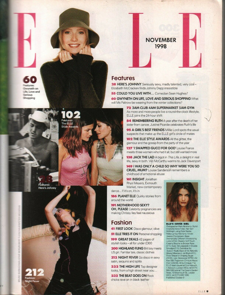 Elle UK Fashion Magazine November 1998 Helena Christen Sen Liz Hurley –  mr-magazine-hobby