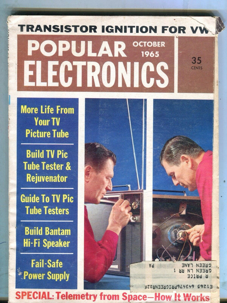 Popular Electronics Magazine October 1965 TV Pic Tube Testers 070517nonjhe