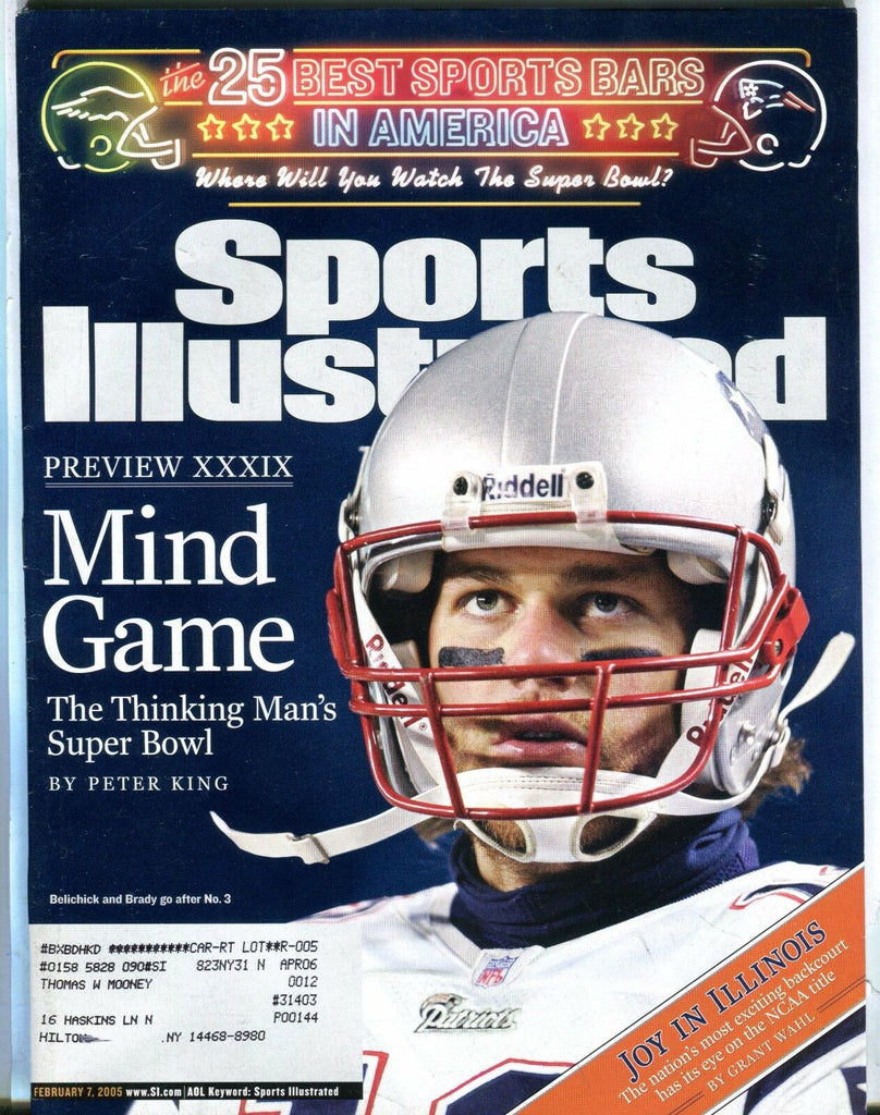Sports Illustrated Magazine February 7 2005 Tom Brady EX w/ML 030817nonjhe