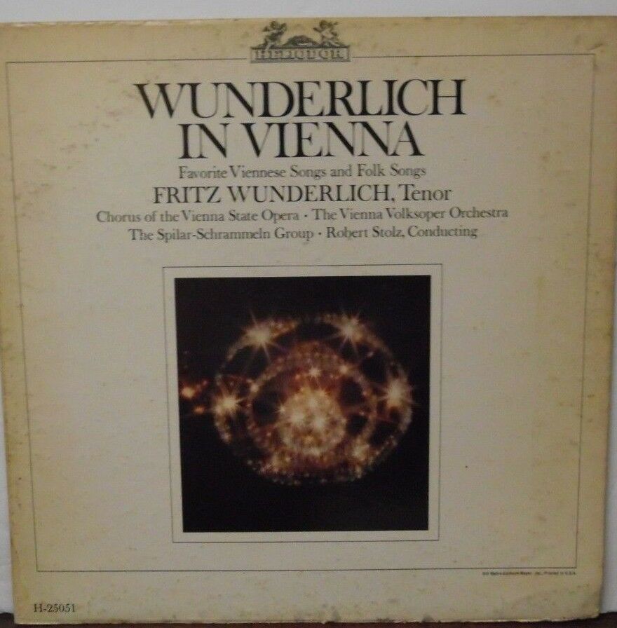 Wunderlich In Vienna Fritz Tenor viennese & folk songs R25051 100818LLE