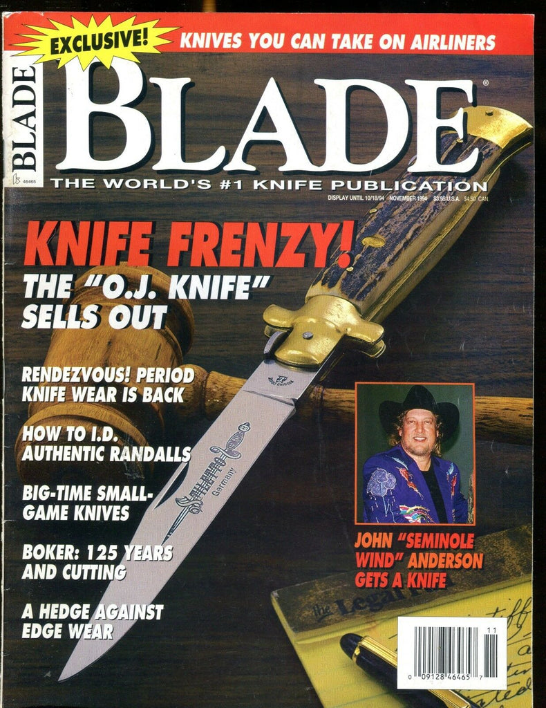 Blade Magazine November 1994 John Anderson EX No ML 012717jhe