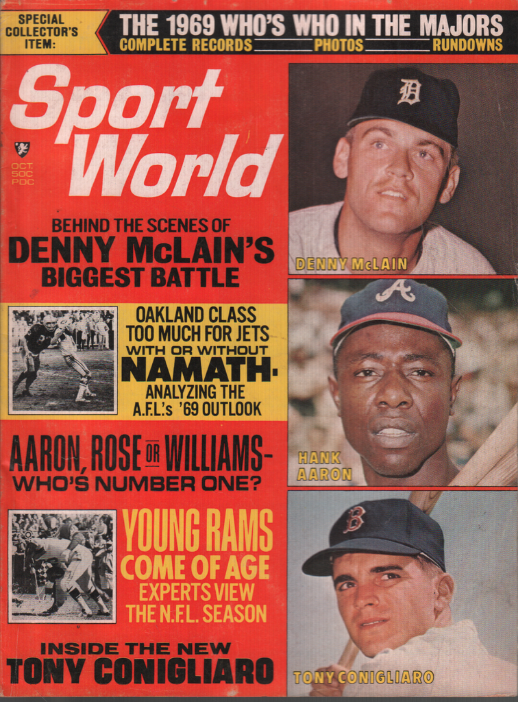 Sport World October 1959 Denny McLain Hank Arron Tony Conigliaro 041420DBE