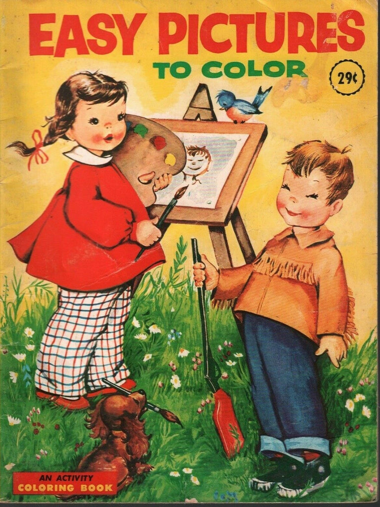 Easy Pictures to Color Activity Coloring Book 1969 by Playmore 010620AME
