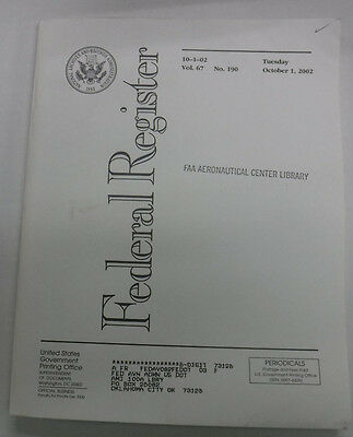 Federal Register Magazine October 1, 2002 FAL 081915R2