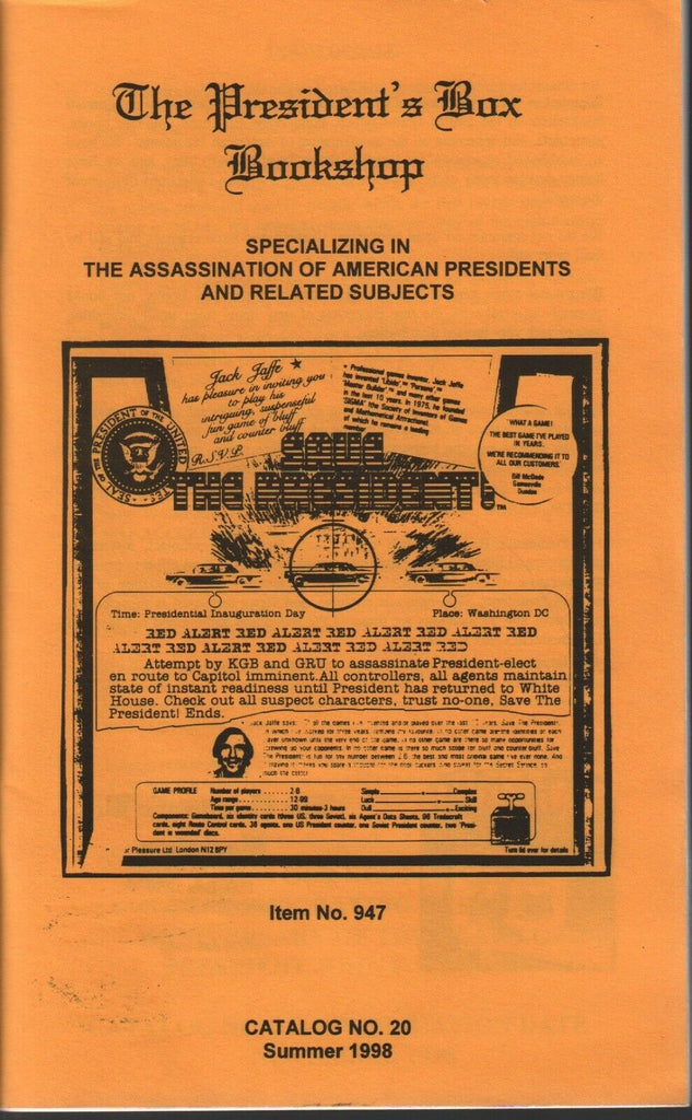 The President's Box Catalog Summer '98 Assassination of Presidents JFK 011320AME