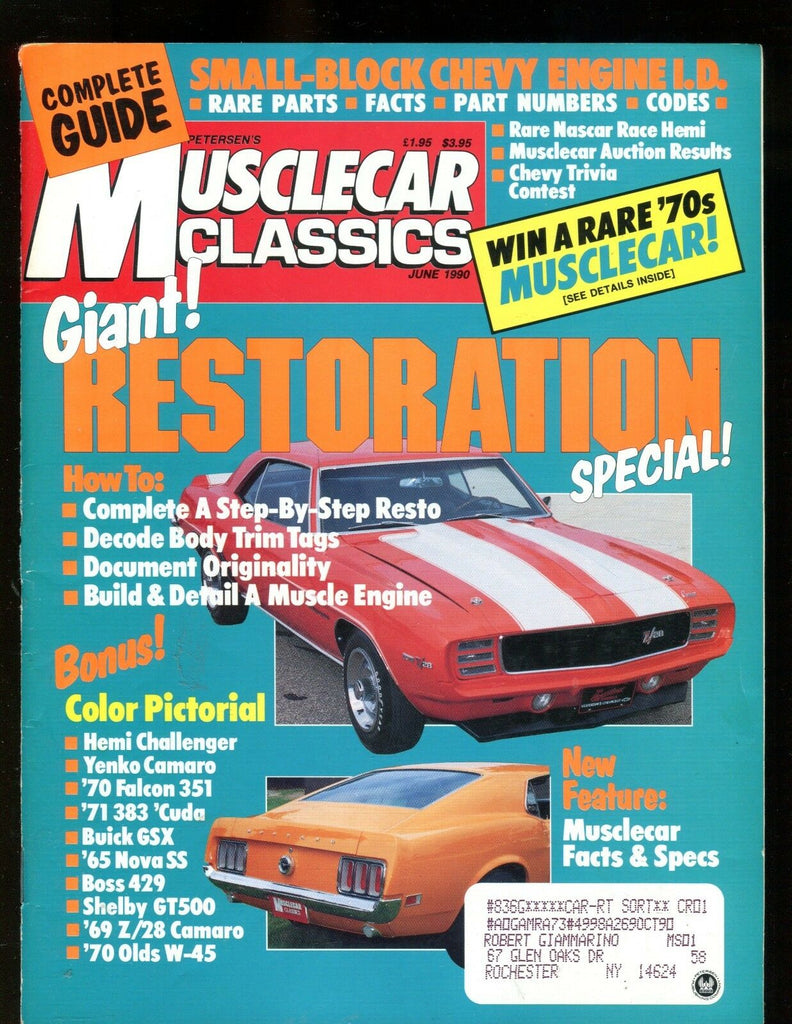 Musclecar Classics Magazine June 1990 Restoration EX w/ML 012017jhe