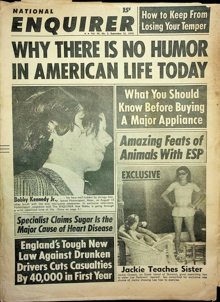 National Inquirer Vintage September 13 1970 Bobby Kennedy Jr Jackie 030321ame