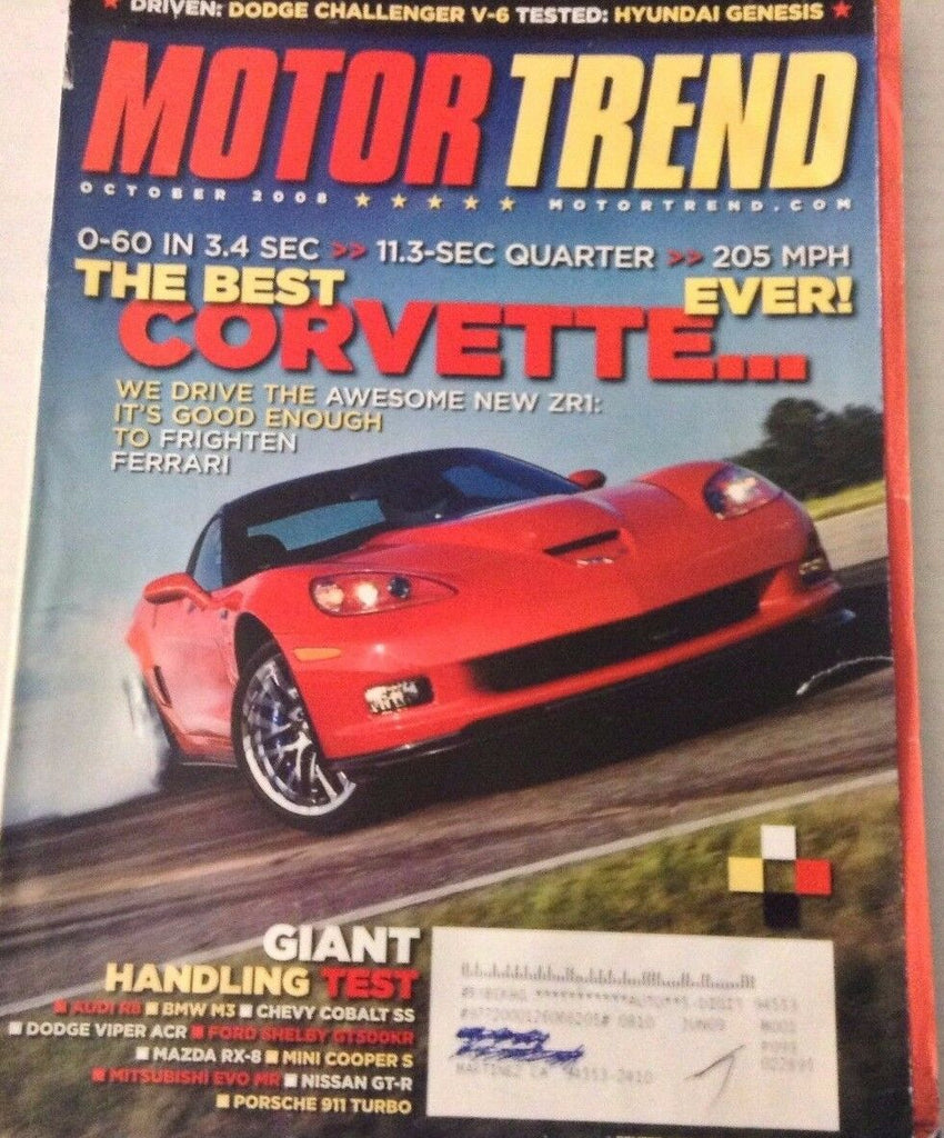 Motor Trend Magazine Corvette , Audi R8 , BMW M3 October 2008 080217nonrh
