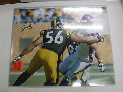 Autographed Signed Lamarr Woodley Steelers Sacking Favre 16x20 Photo w/coa jh