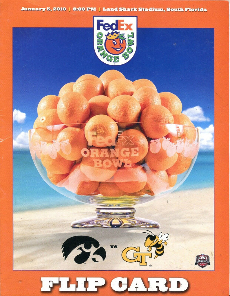 FedEx Orange Bowl Flip Card 2010 Iowa Georgia Tech EX 010417jhe