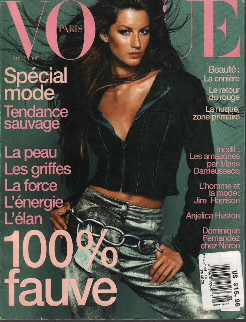 Vogue Paris Fashion Magazine August 1999 Anjelica Huston Jim Harrison 031120AME2