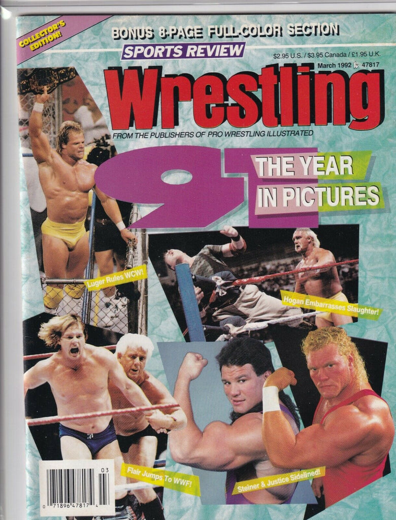 Sports Review Wrestling Ric Flair Hulk Hogan Lex Luger March 1992 060419nonr
